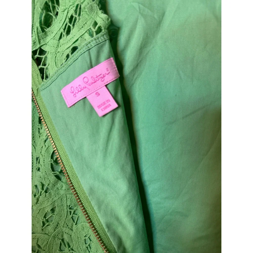 Lilly Pulitzer Green Lace‎ Shift Dress Sleeveless Scoop Neck Back Zip Small